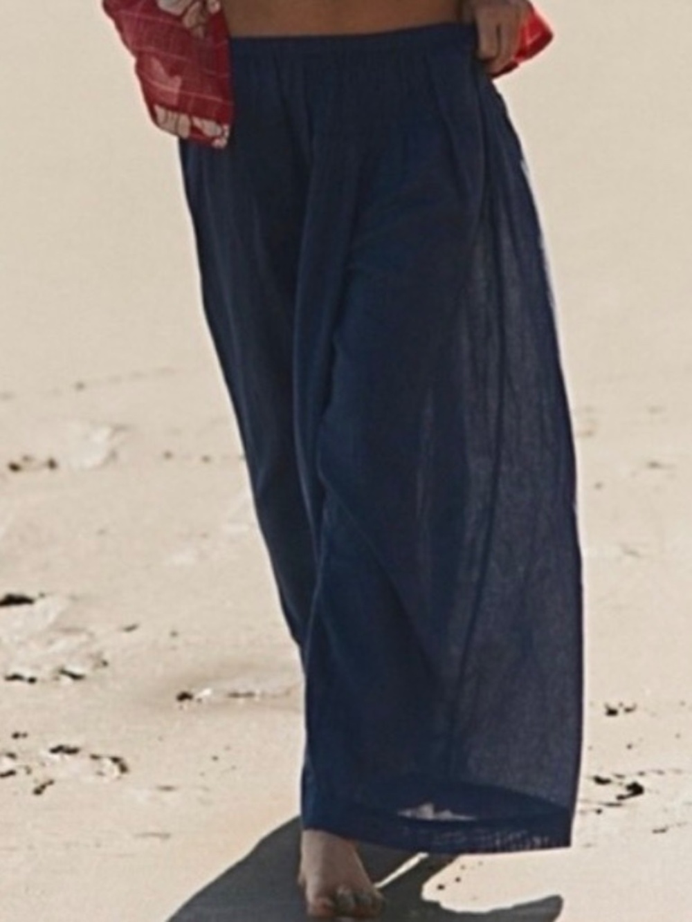 NWT Free People Rising Sun Pants - Smocked Elastic Waist Wide-Leg, Size M,
